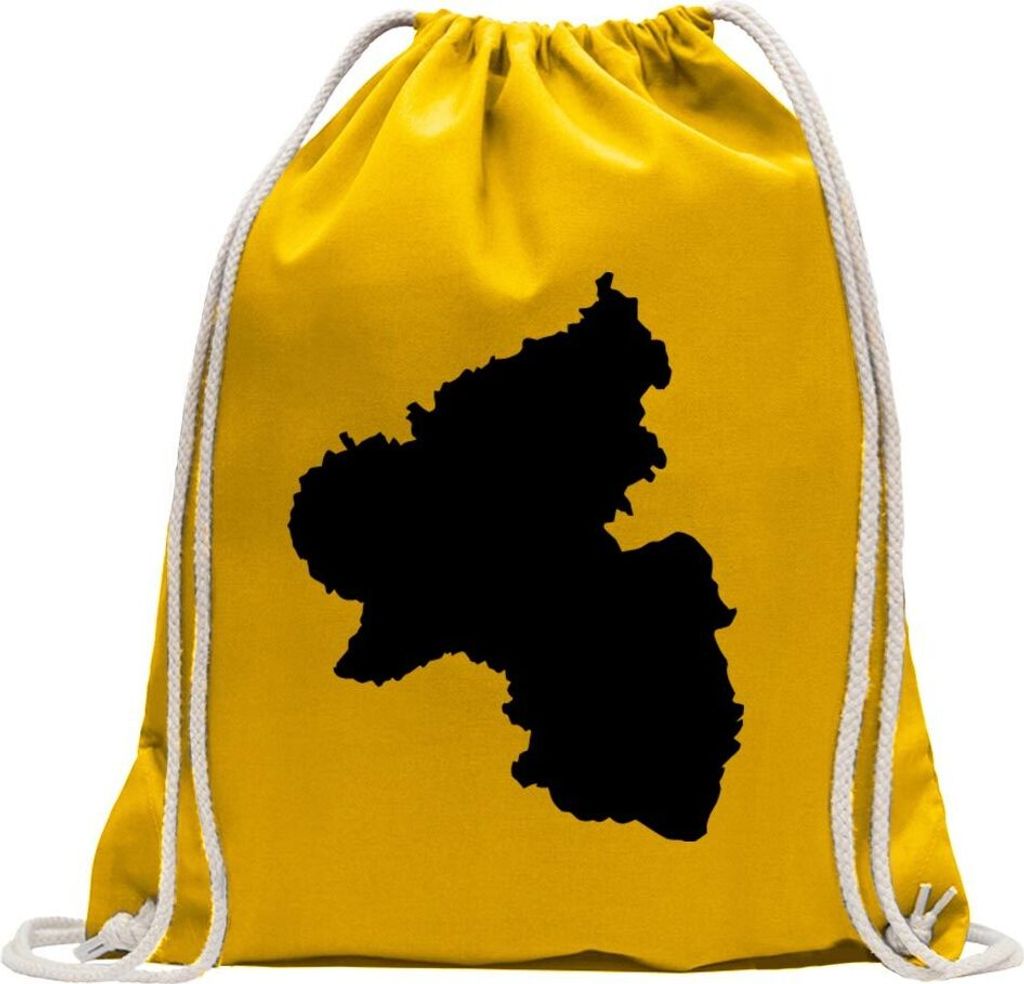 Kiwistar - Turnbeutel - gelb - Rheinland - Pflaz Deutschland Silhouette - Fun Rucksack Sport Beutel Gymsack Baumwolle mit Ziehgurt