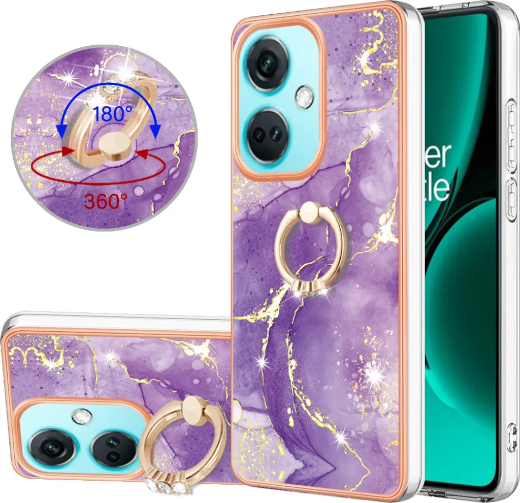 Custodia in marmo per OnePlus Nord CE3, custodia protettiva in silicone TPU con supporto ad anello Colorato