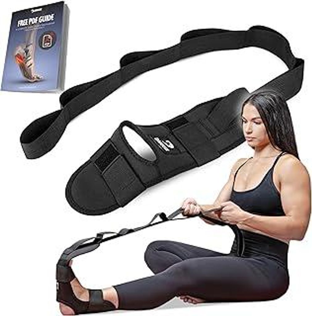 DMoose Fitness Yogagurt fur fußstrecker - Verstellbarem Gepolstertem Stretching Band fur Plantarfasziitis, Fersensporn und Achillessehnenentzündu...
