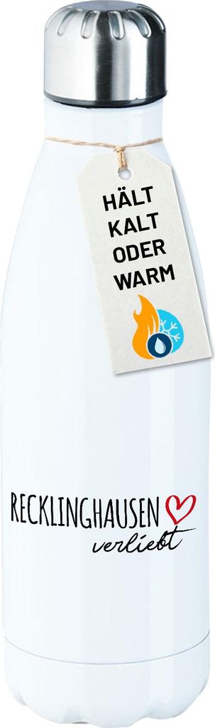 Huuraa Trinkflasche Recklinghausen verliebt 500ml White Edelstahl Wasserflasche Trinkflasche Geschenkidee