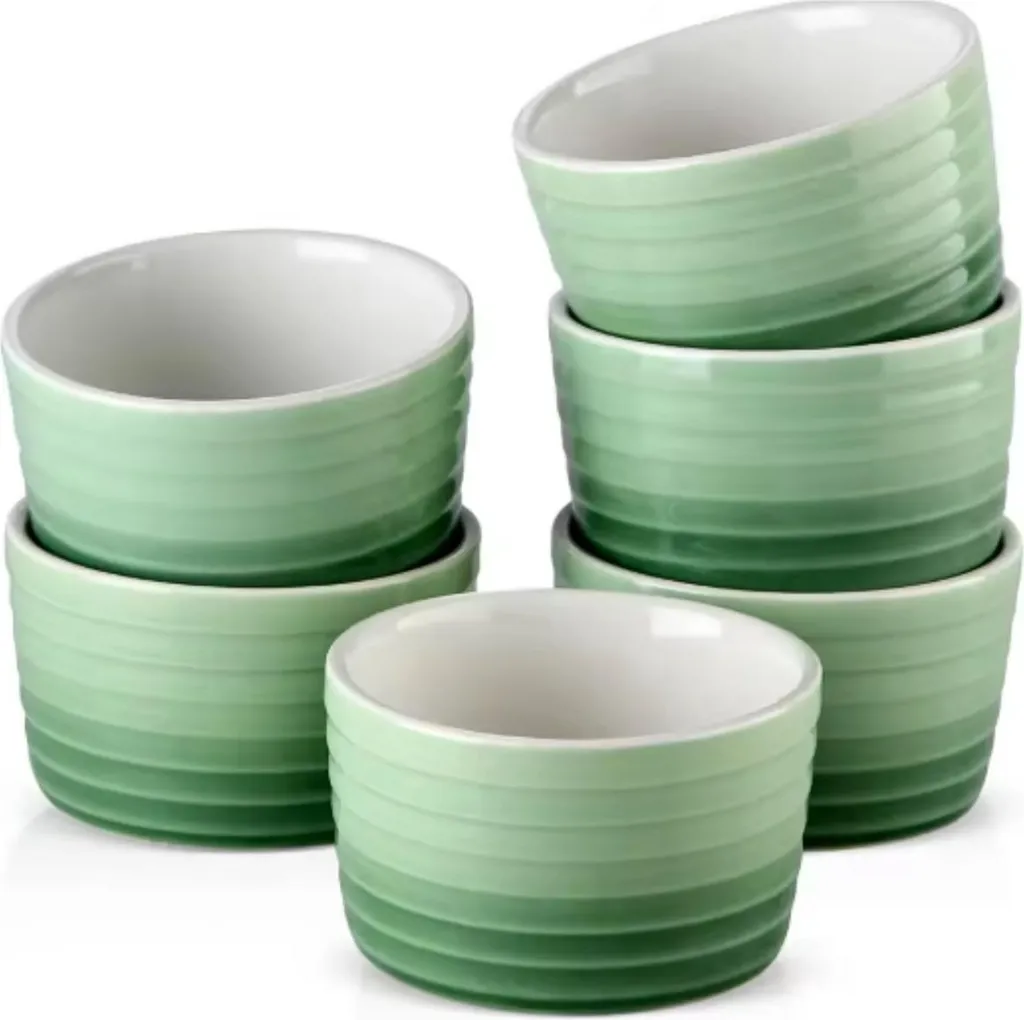 Servizio da tavola Royalty - Piatto da colazione e piatto fondo - 6 pezzi - Ceramica verde - Perfetto per la cena