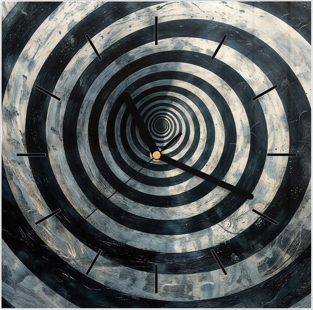 Wanduhr aus Glas mit Motiv Hypnotische Spirale- 30 x 30 cm - inkl. Aufhängesystem