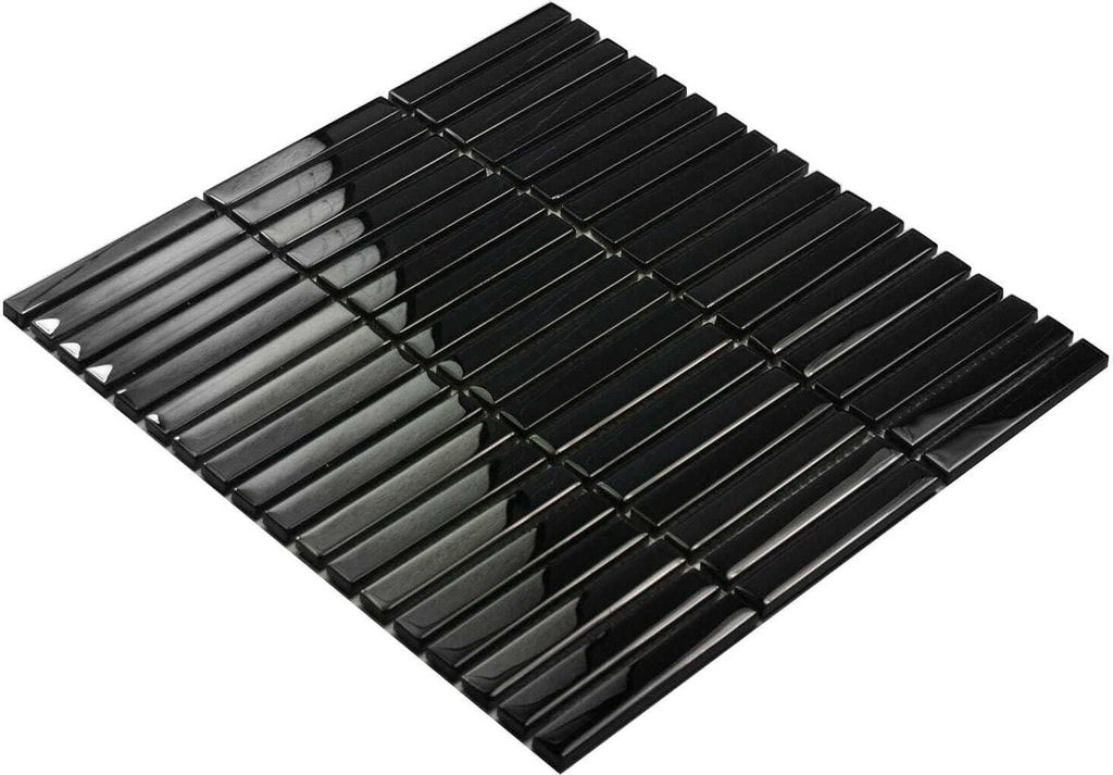 Schwarzes Glasmosaik, Mosaikfliese für Küche und Bad, schwarze dekorative Wandfliese