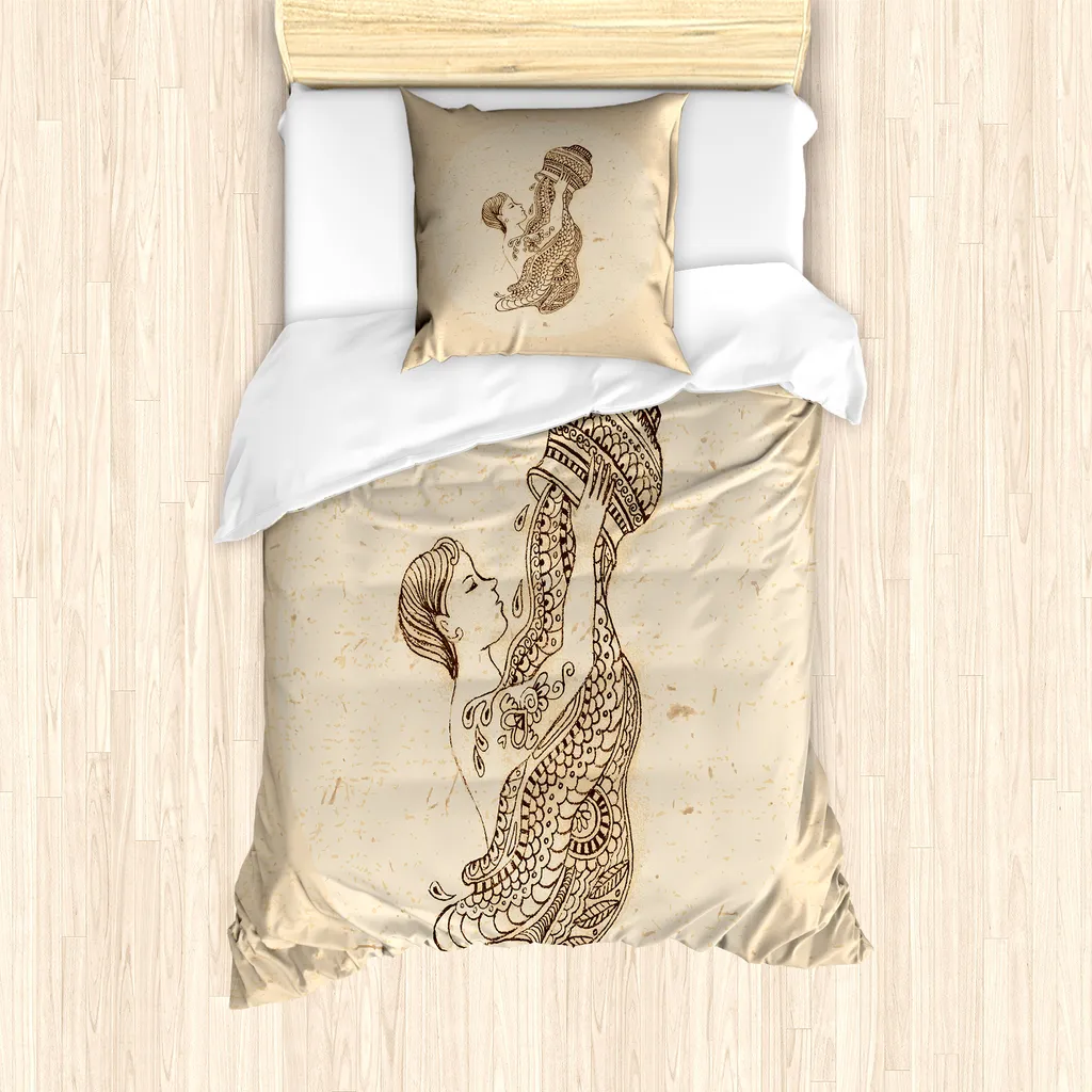 Set Copripiumino Acquario ABAKUHAUS 135x200 Microfibra Beige