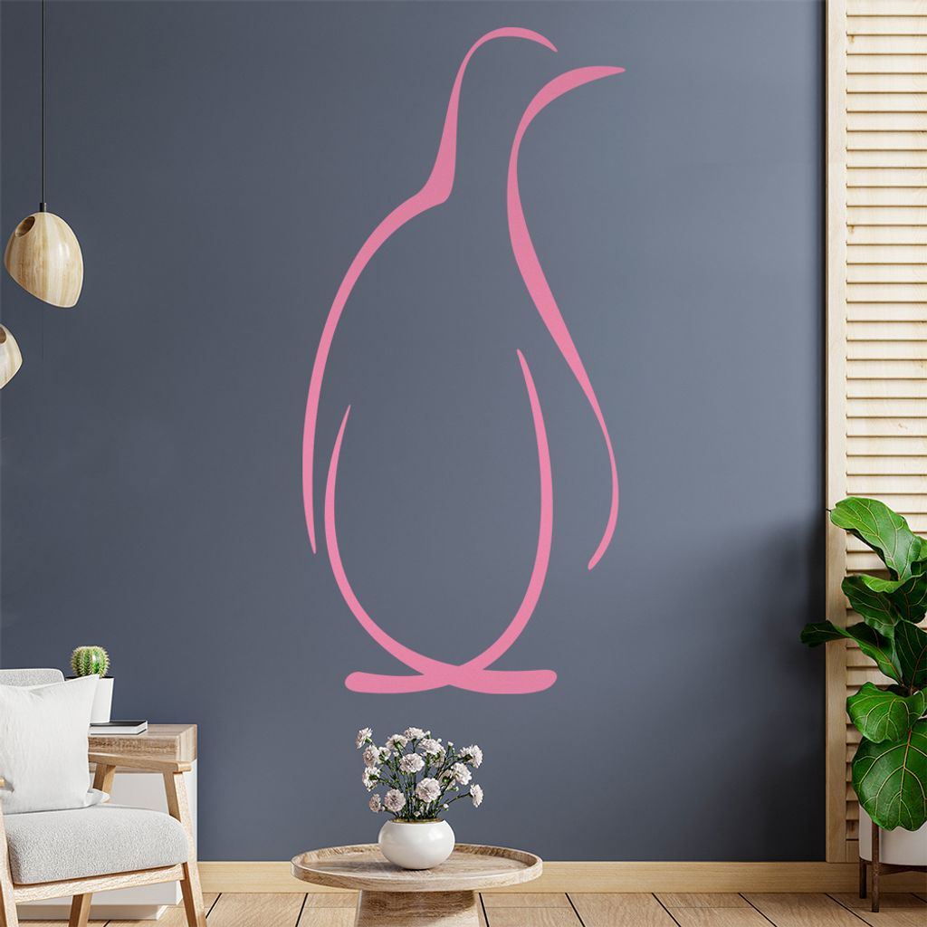 Pinguin Linien Wandtattoo in 6 Größen - Wandaufkleber Wall Sticker - Dekoration, Küche, Wohnzimmer, Schlafzimmer, Badezimmer
