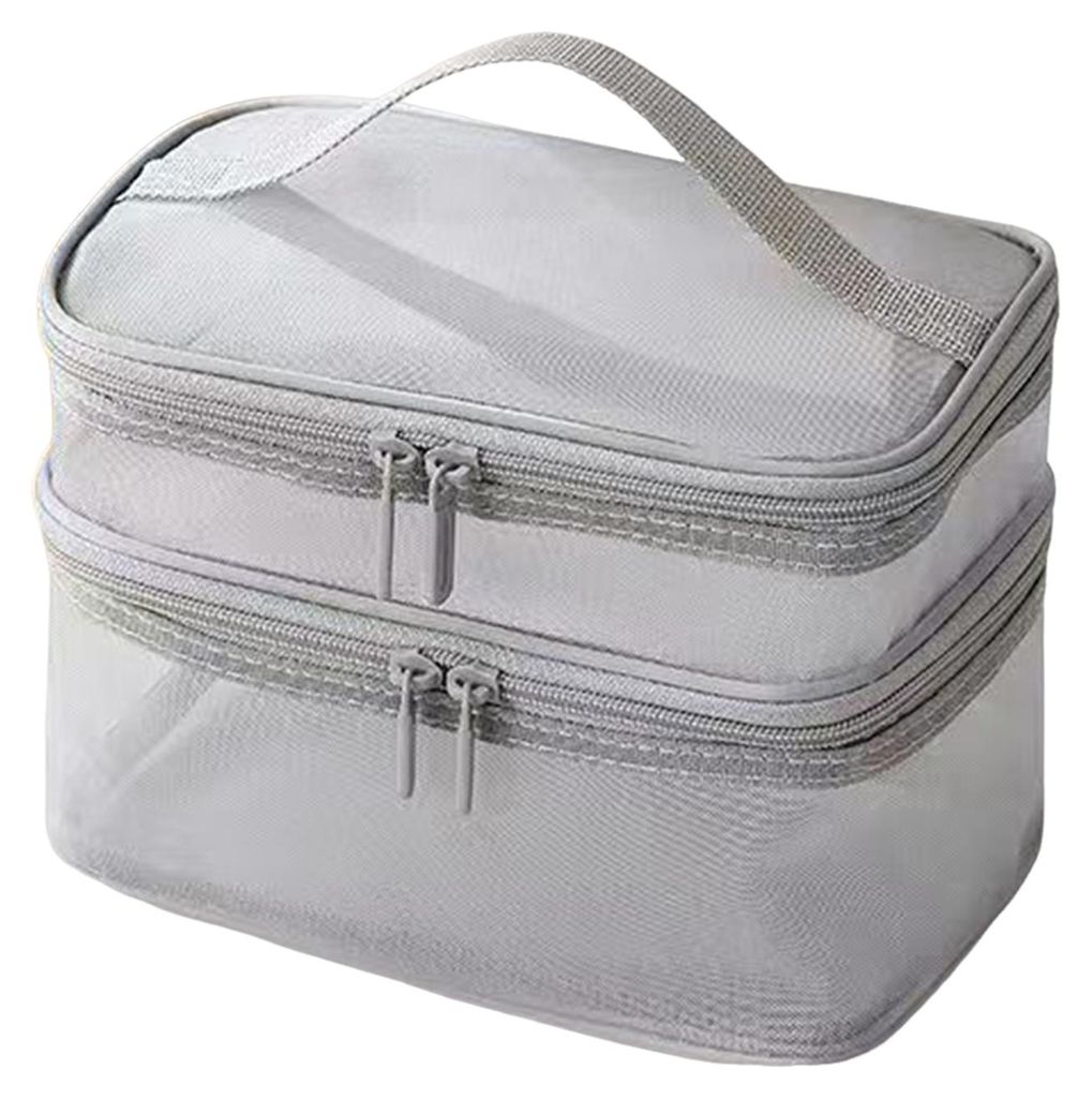 Transparente Kosmetiktasche mit zwei Fächern, großvolumig, ideal für Reisen und Urlaub – perfekt für Damen und Herren.