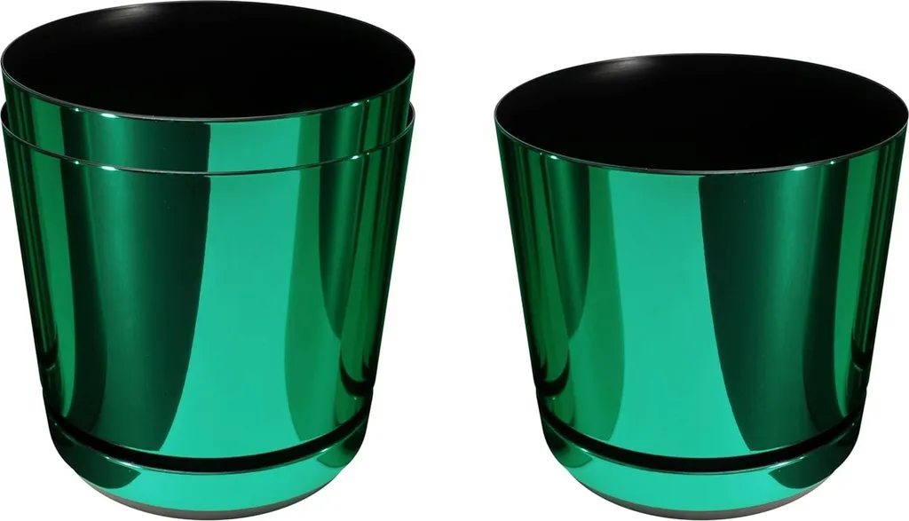 Cache-pot salon vert 26 cm pour grandes plantes, plastique recyclé
