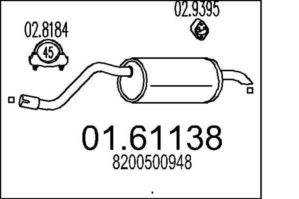 MTS 01.61138 Endschalldämpfer für RENAULT TWINGO II (CN0) Produktbild 