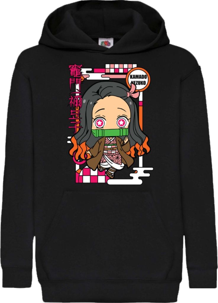 Kinder Kapuzenpullover Demon Anime Slayer Kimetsu No Yaiba Chibi Nezuko Kamado, 7-8 Jahr - 128 / Schwarz