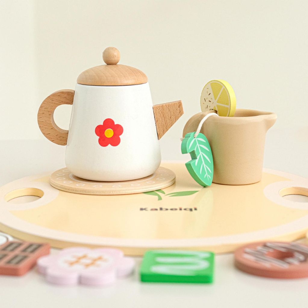 Spielküche Tee Service Set Kinder Holz, Teeservice Kinderküche Spielküche Zubehör