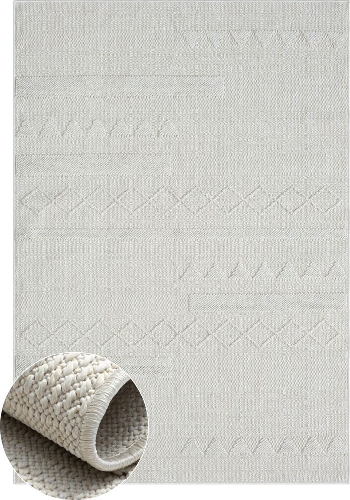MY-RUG Outdoor-Teppich "Tony" 300X200 cm, weiß, mit besonderer, weicher Sisal-Optik, für drinnen und draußen