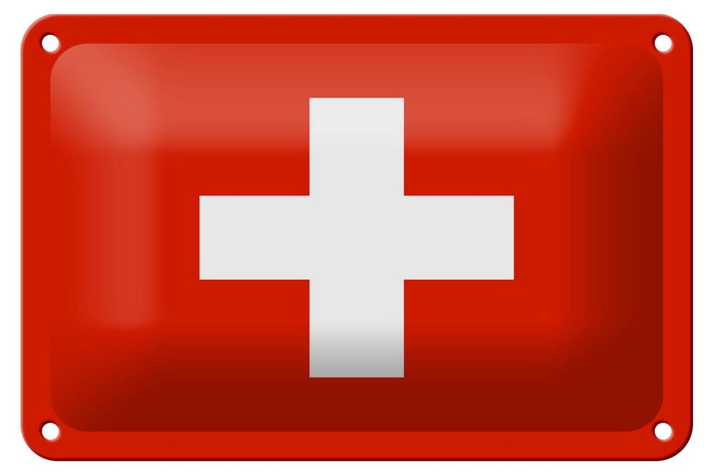 Blechschild Flagge Schweiz 18x12cm Flag of Switzerland Dekoration