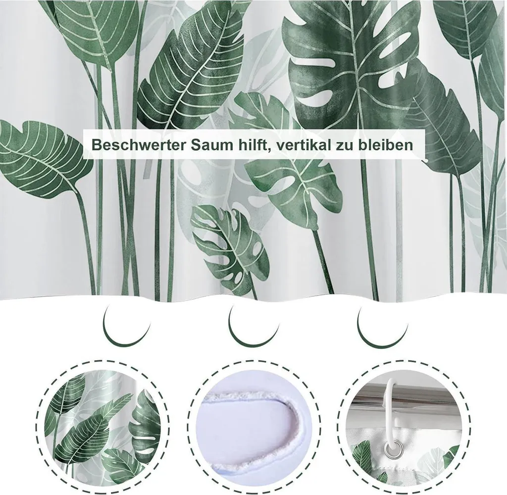 Hipposama Tenda da doccia con piante tropicali, set di tende
