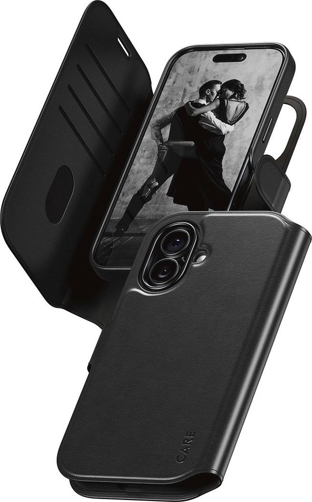 Handyhülle für iPhone 17, CARE by PanzerGlass Feature Tango 2in1 Wallet Magnetic, Schwarz