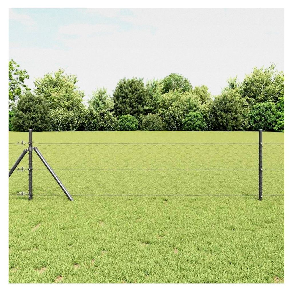 Hexagonzaun Grau 1,2x10 m Stahl, Sechseckgeflecht Netz zum Schutz von Gartenpflanzen, Gemüse, Blumen, Früchten