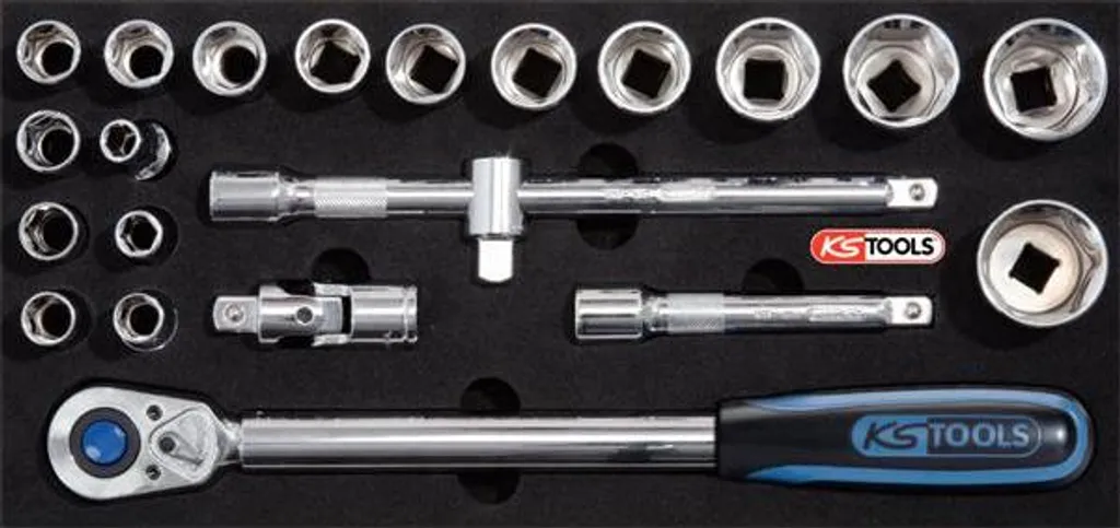 Jeu de clés à douilles CHROMEplus 1/2" KS TOOLS - Finition miroir - 7