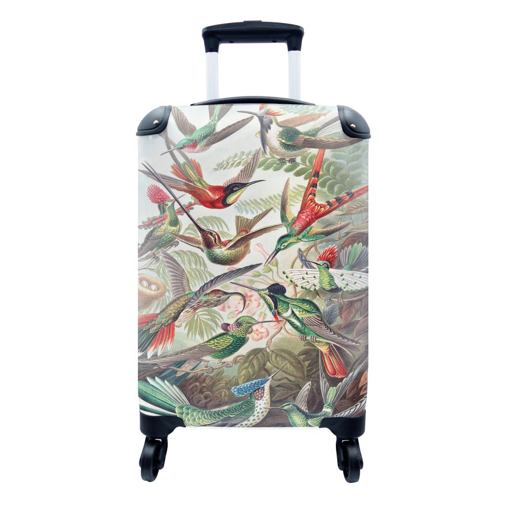 MuchoWow Koffer Handgepäck Trolley Rollkoffer Kleine Reisekoffer mit 4 Rollen - Kolibri - Vintage - Ernst Haeckel - Vogel - Kunst - Natur - Cabi...