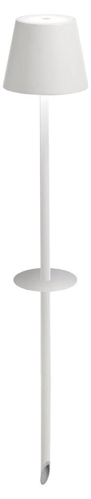 Zafferano Poldina Tragbare, wiederaufladbare Gartenleuchte mit Erdspieß, Weiß - Dimmbare LED-Außenbeleuchtung mit Touch-Funktion