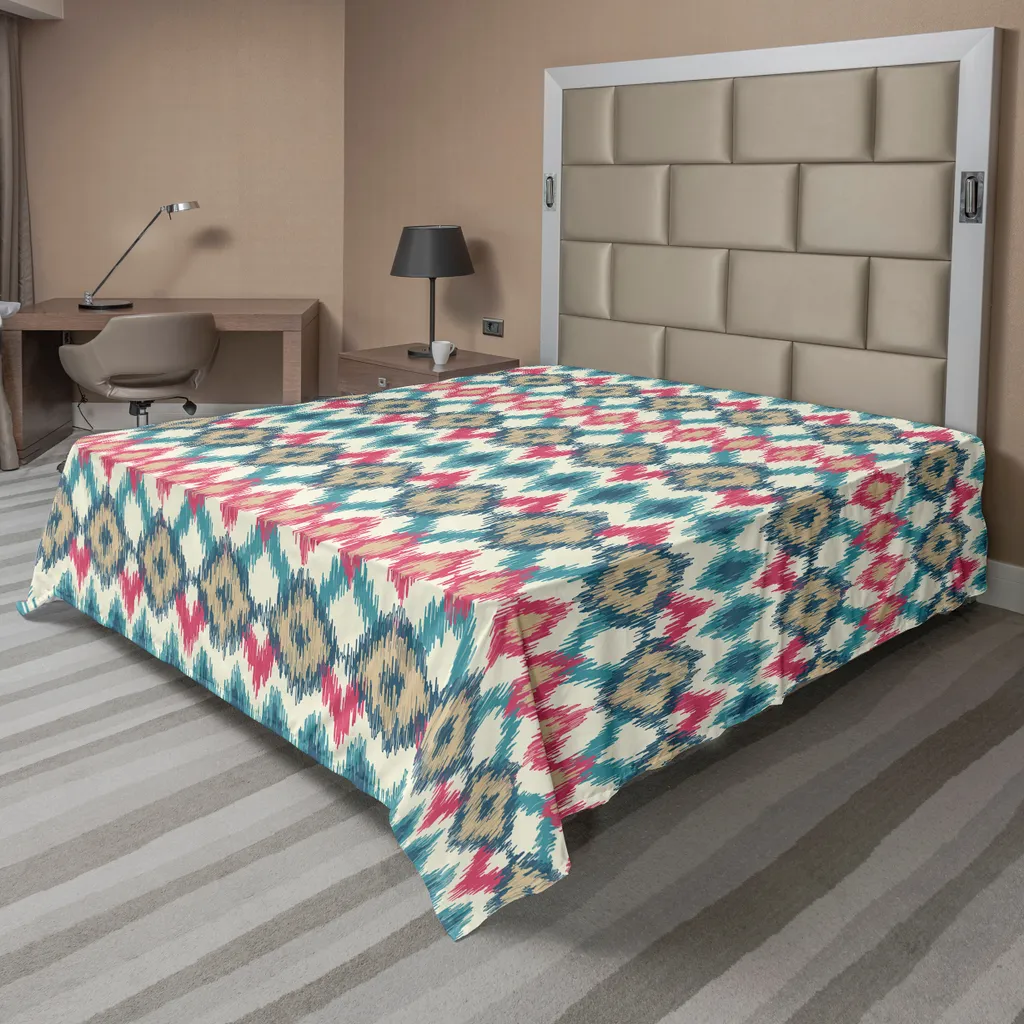 Lenzuolo Matrimoniale ABAKUHAUS 266x260 Microfibra Ikat Crema