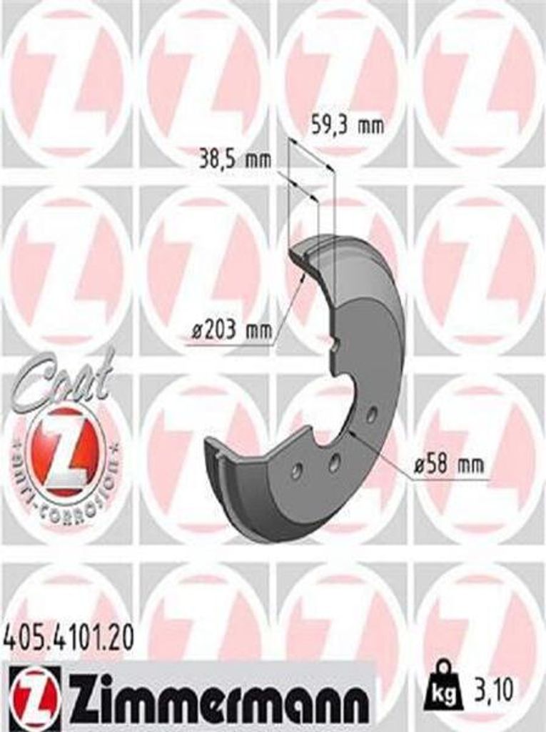 2x ZIMMERMANN Bremstrommel 405.4101.20 für SMART FORTWO Produktbild 