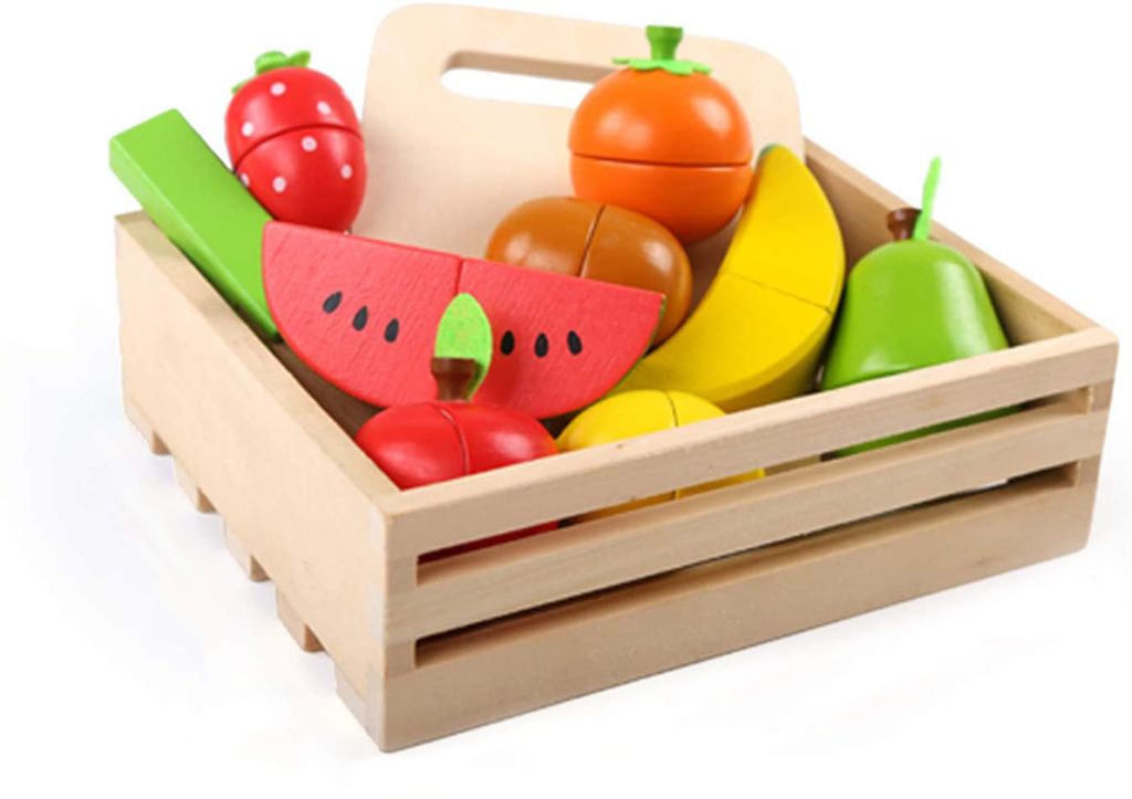 Spielzeug Lebensmmittel Obst Gemüse Kaufladen Kinderküchen Zubehör mit Tasche 