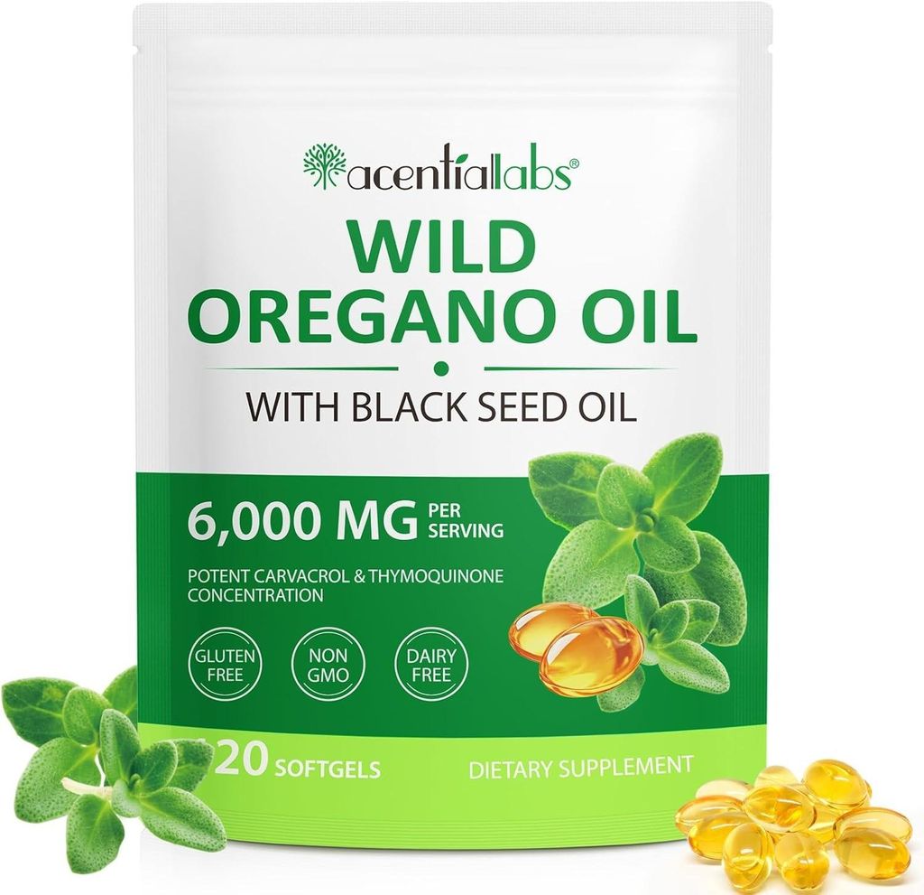 Wildes Oregano Öl 6000mg + Schwarzkümmelöl 120 Kapseln Produktbild 