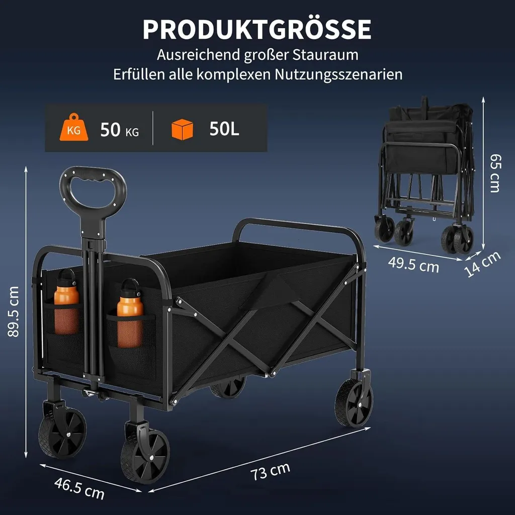 Chariot de plage pliable et léger 50L - Idéal camping et sorties été