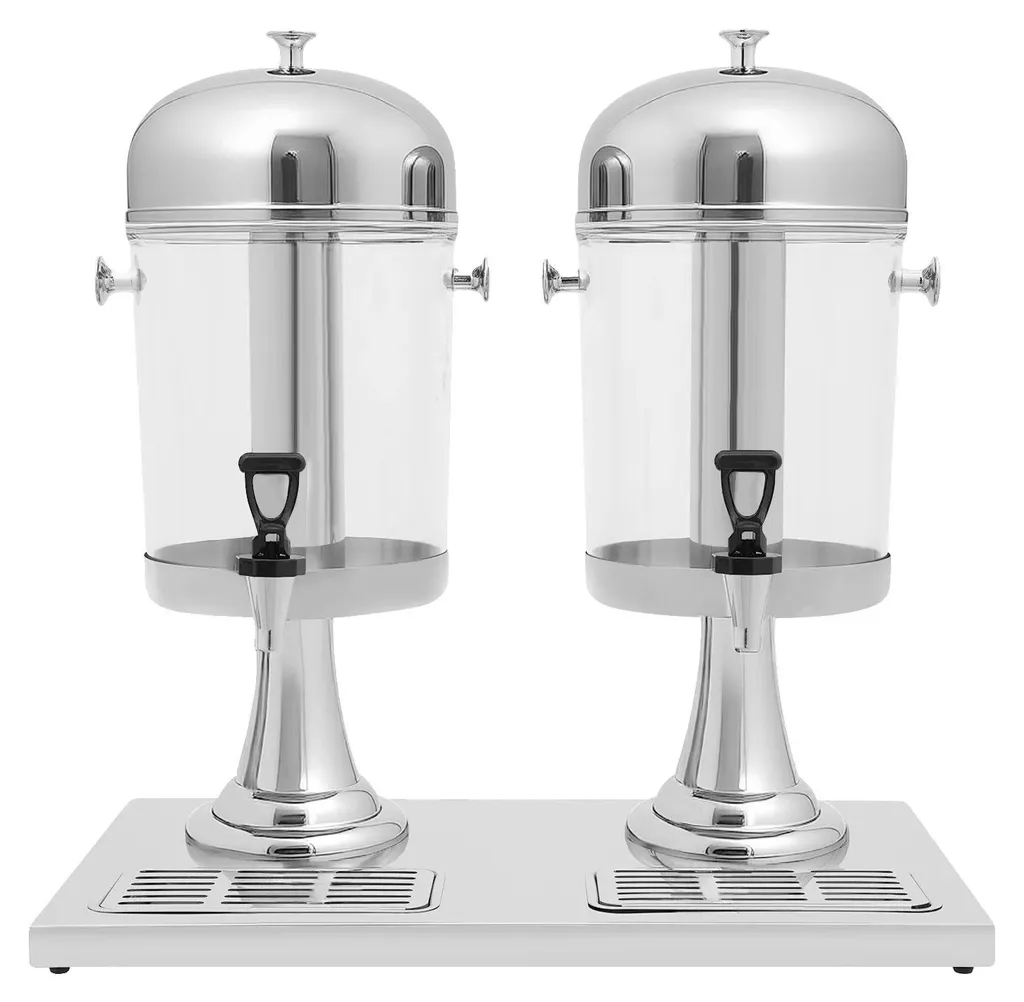 Distributeur de boissons pour réception, modèle 2 fûts 16L argenté