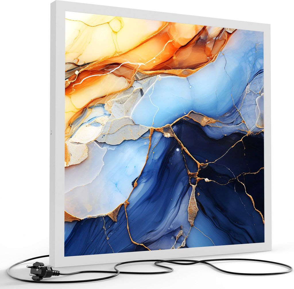 DEQORI LED-Bild & Lampe 60x60 cm Weiß 'Mineralischer Tanz' Leuchtbild LED Leuchte