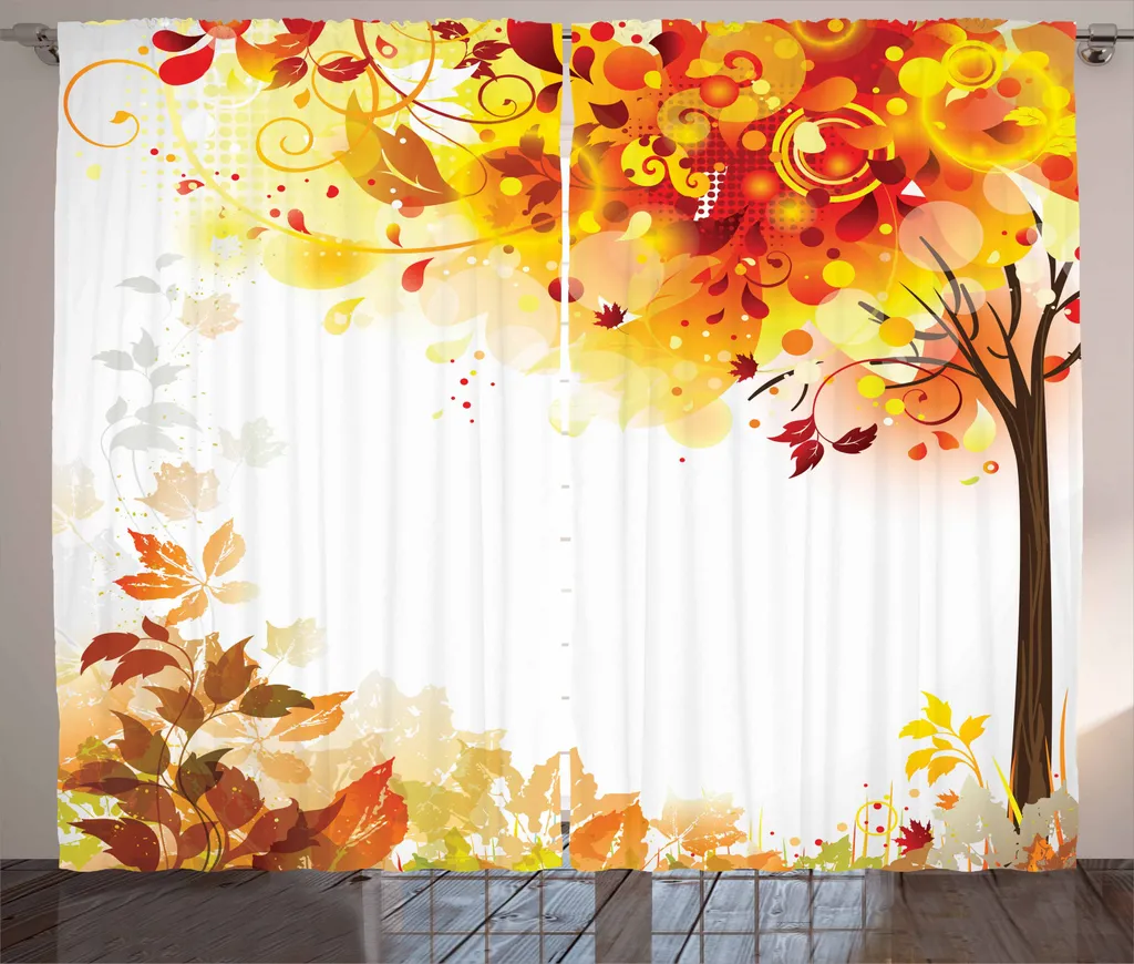 Rideau Décoratif Automne pour Grand Salon et Baie Vitrée 280 x 225 cm
