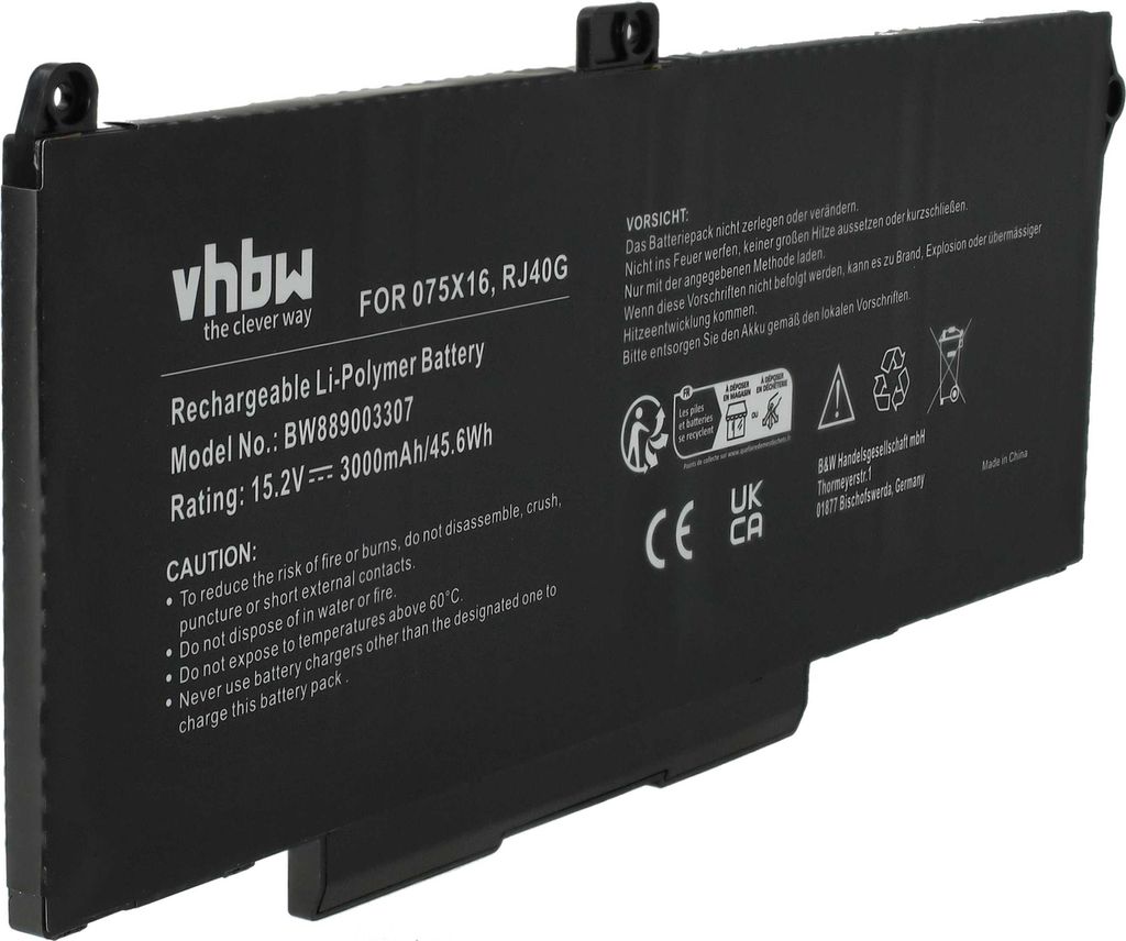vhbw Akku Ersatz für Dell RJ40G, 075X16 für Notebook (3000 Produktbild 