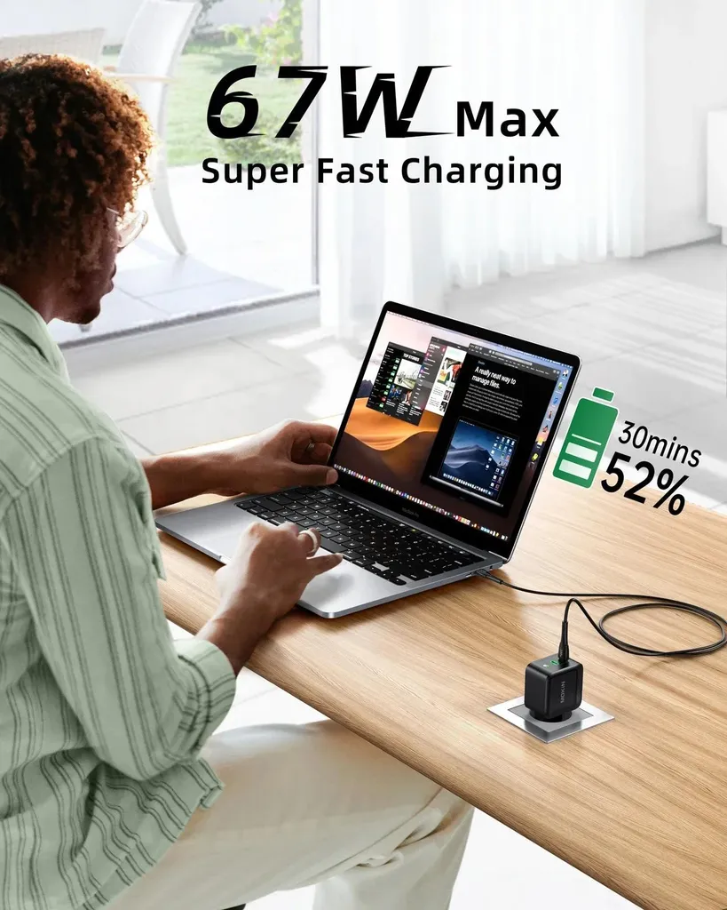 Chargeur USB C 65W pour libérer vos multiprises avec double port rapide