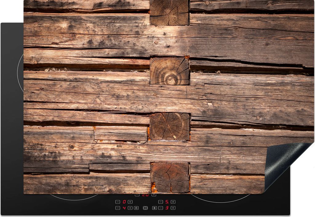 KitchenYeah Herdabdeckplatte Hölzerner Hintergrund mit einem Muster , 76x51cm, Küche Deko, Glaskeramikfeld Herdabdeckung, Abdeckplatte fùr Koc...