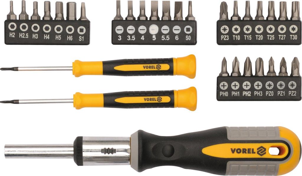 Ratschenschraubendreher PH+Flach+Torx+HEX 31-teilig