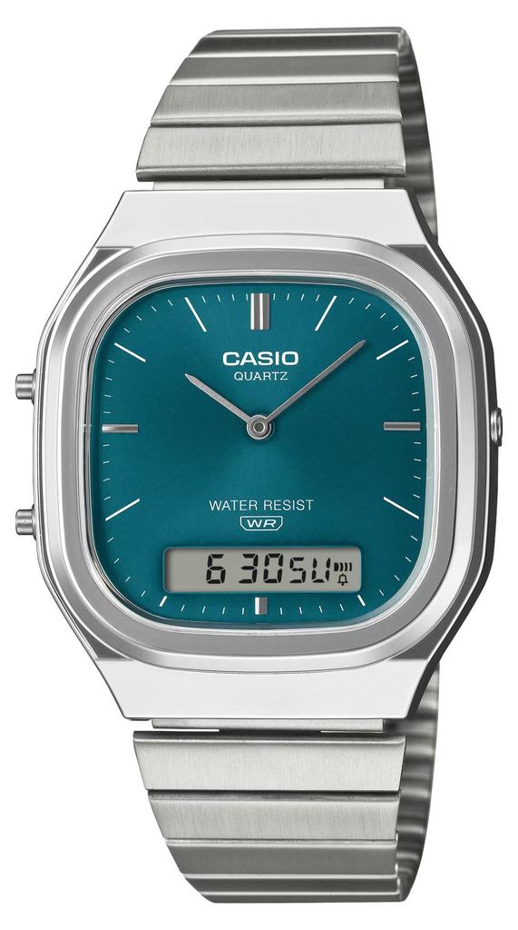 CASIO Vintage Uhr Edgy silber/petrol AQ-240E-3AEF