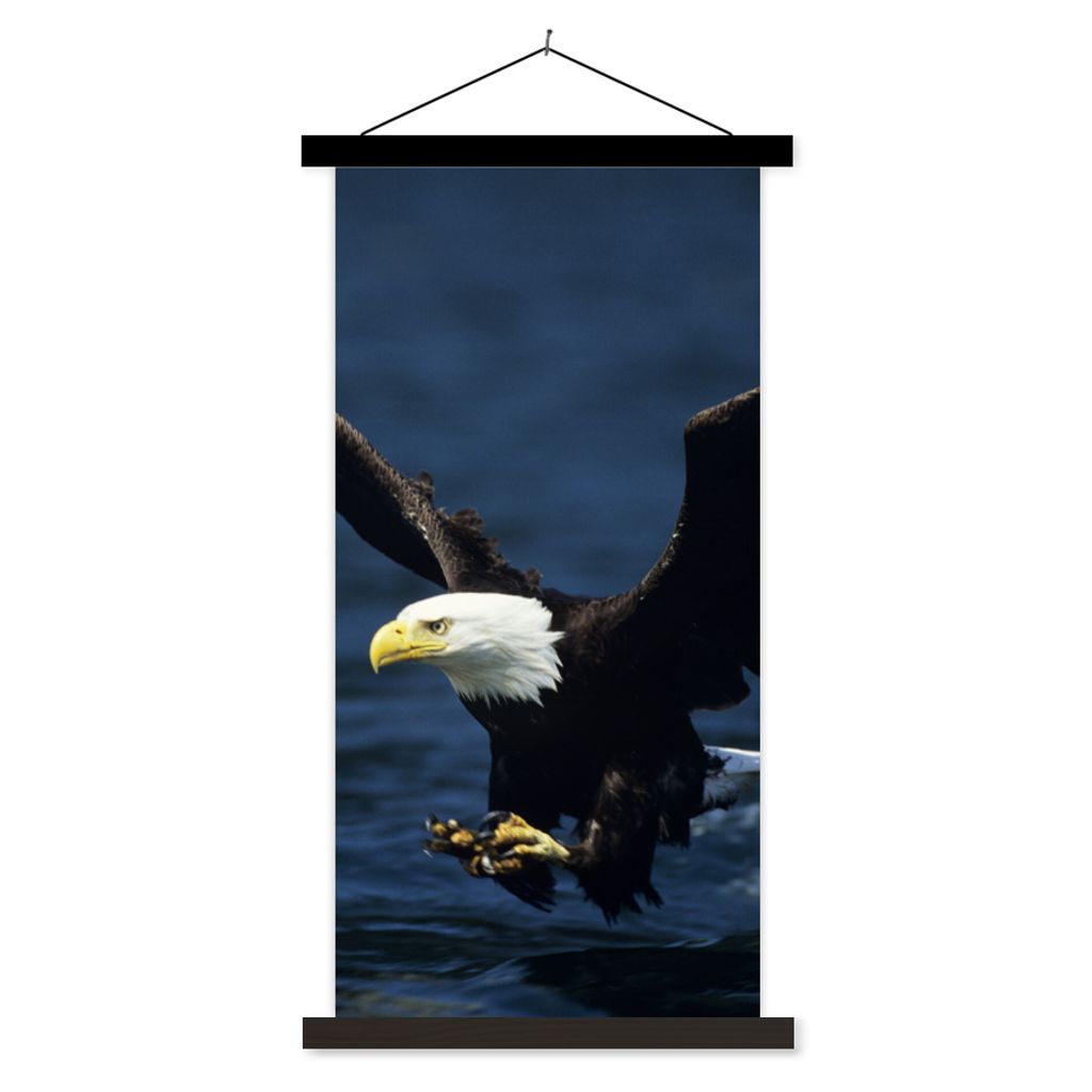 MuchoWow Textilposter Adler - Nahaufnahme - Wasser 40x80 cm mit schwarzem Rahmen - Wandemalerei