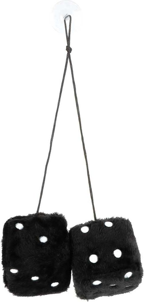 Plüsch Würfel zum Aufhängen, 2 Stck. verbunden mit ca. 60 cm Band inkl. Saugnapf-Halter für LKW oder Wohnmobil, Plüschwürfel als Glücksbring...