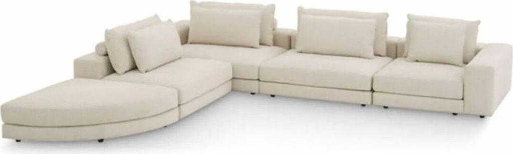 Casa Padrino Luxus Ecksofa Beige / Schwarz 388 x 360 cm - Modulares Wohnzimmer Sofa - Luxus Möbel