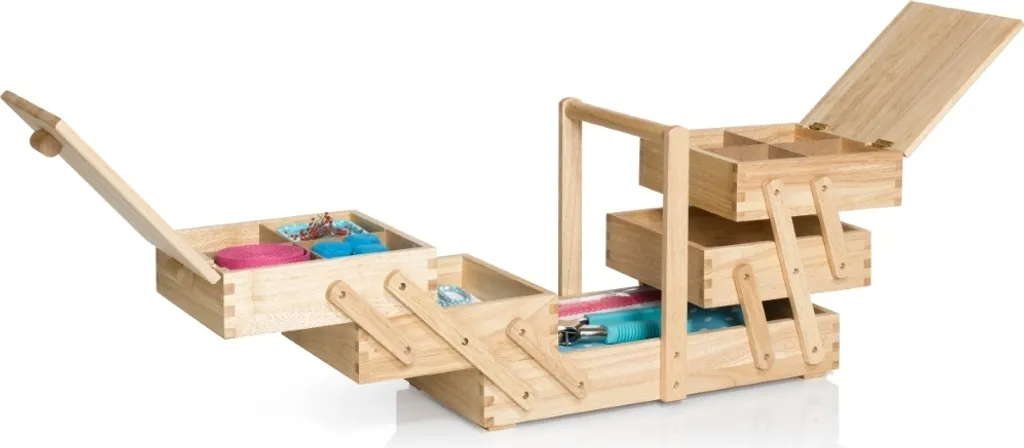 Mallette de couture pliante en bois léger taille L - Rangement artisanal