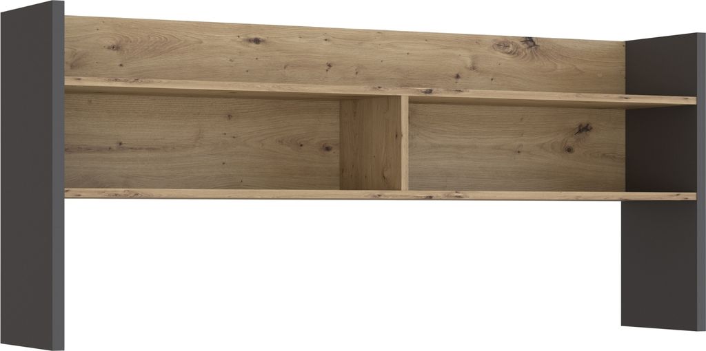 Schreibtischaufsatz >Modultrick< in Grau/ Artisan Eiche Nachbildung, 139,6x60x25,8cm B/H/T