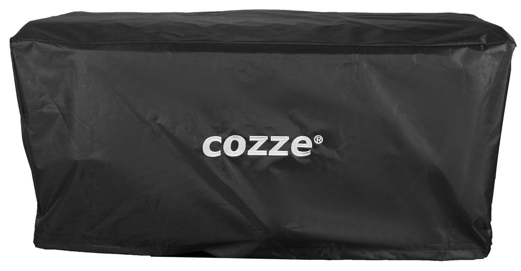 A black cover for a pizza oven.