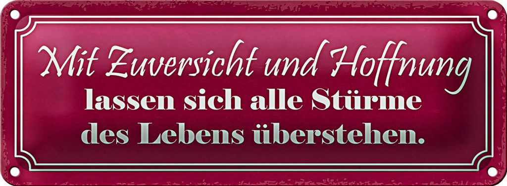 Blechschild Spruch 27x10cm Hoffnung alle Stürme übersehen Dekoration