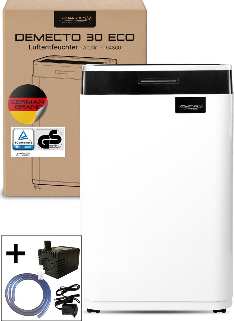 Luftentfeuchter Comedes Demecto 30 eco, 25 Liter/Tag, mit Pumpenset