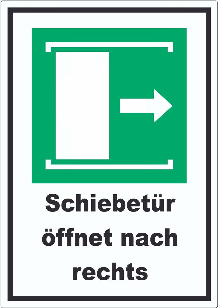 Schiebetür öffnet nach rechts Aufkleber A9 (37x52mm)