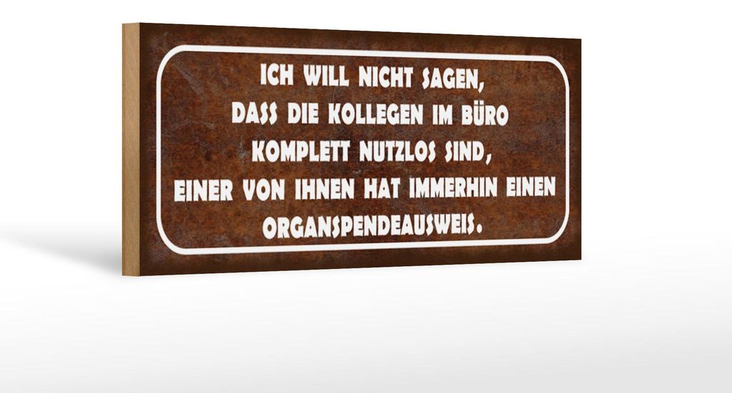 Holzschild Spruch 27x10cm Kollegen im Büro nutzlos sind