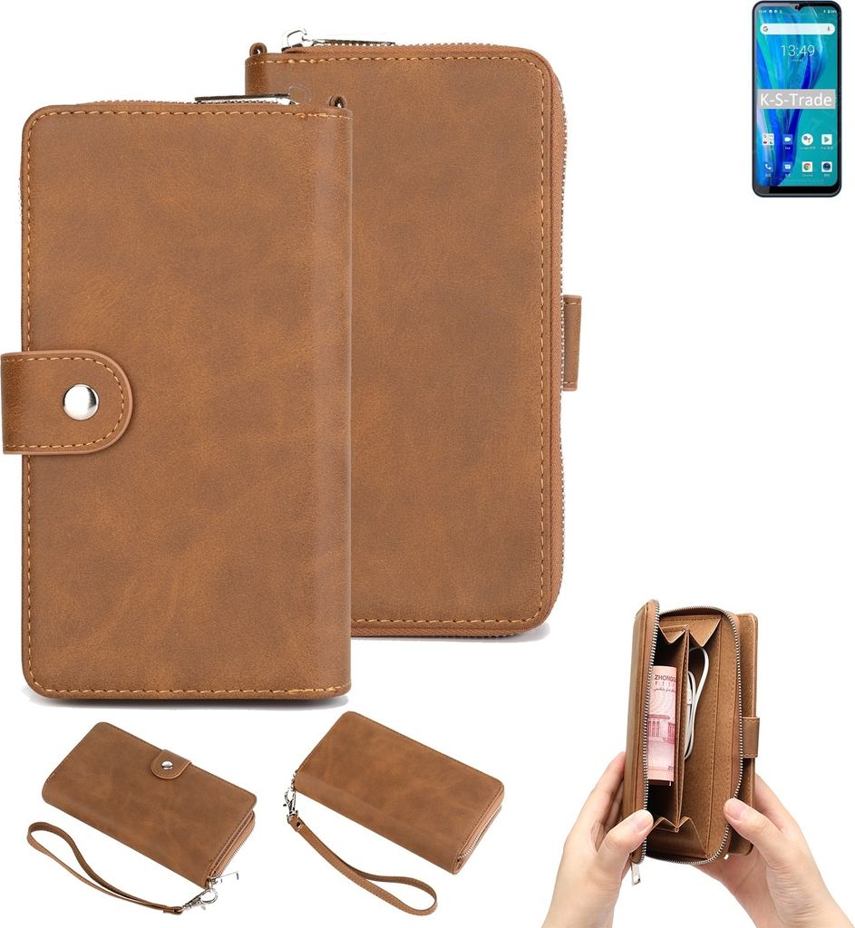 K-S-Trade Handyhülle Schutzhülle kompatibel mit Oukitel C23 Pro & Portemonnee Tasche Handytasche Case Etui Geldbörse Wallet braun (1x)