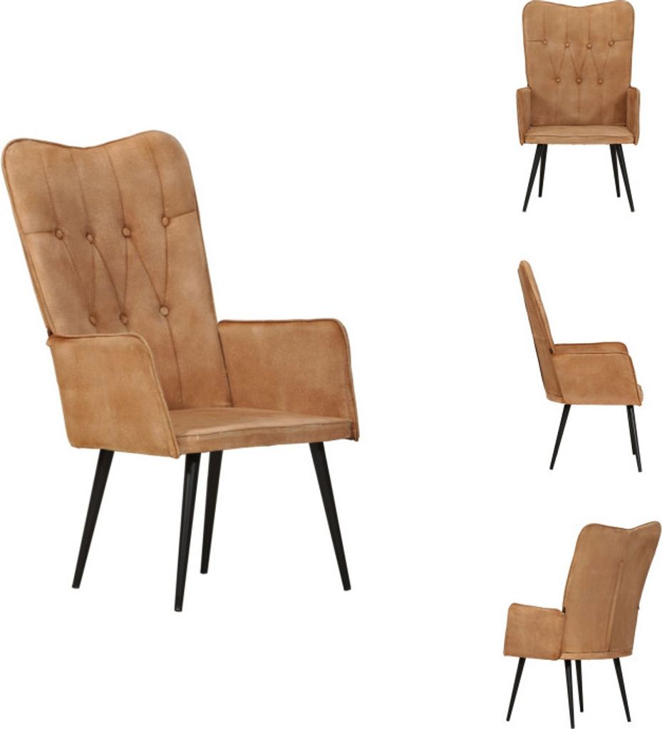 vidaXL Ohrensessel Braun Canvas - Sessel