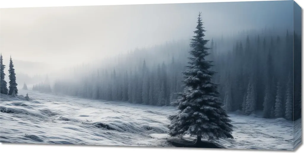 Habillez vos murs vides avec le tableau Sapin solitaire 100x50 cm
