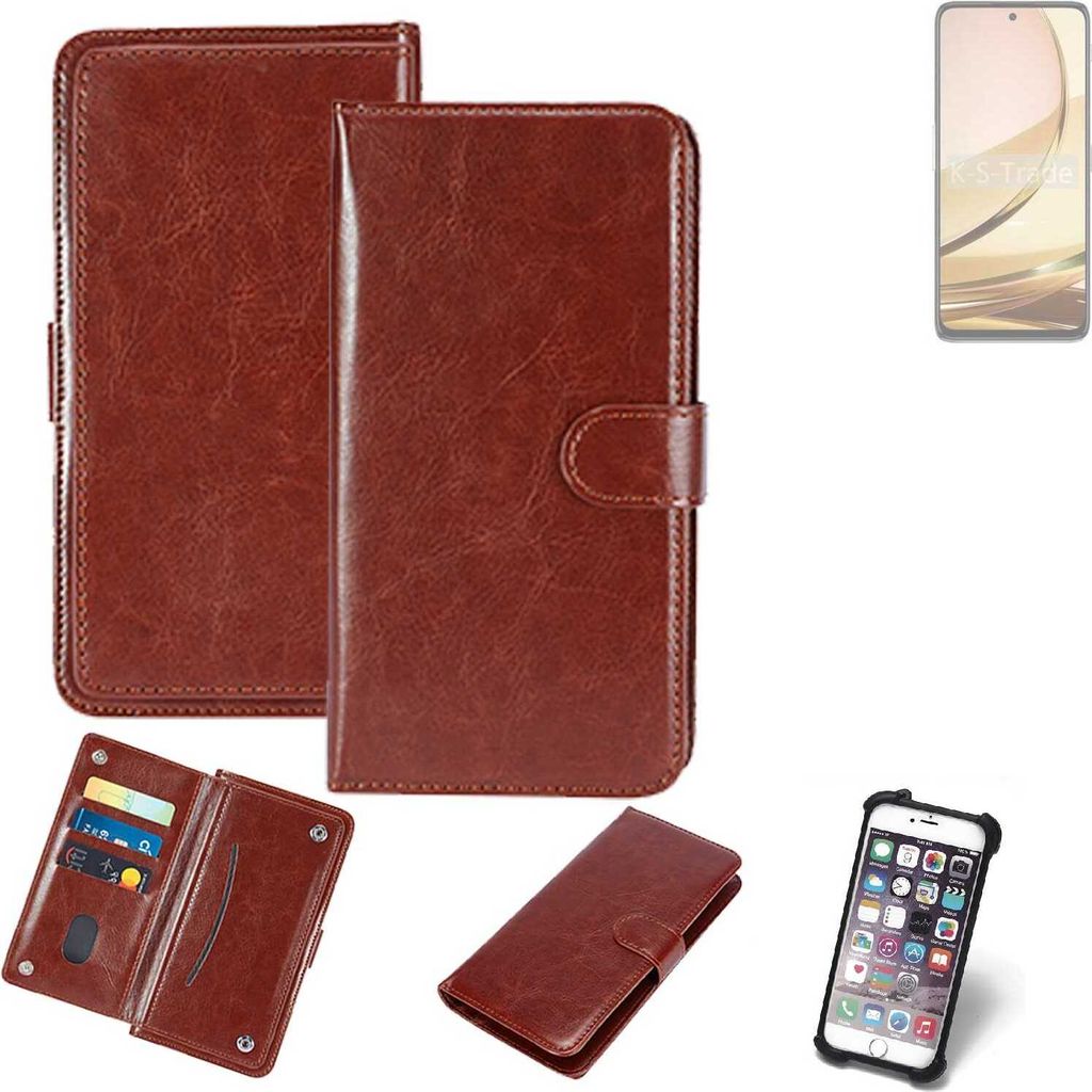 K-S-Trade 360° Hülle kompatibel mit Nubia Focus Pro 5G braun Kunstleder Case BookCase WalletCase Kunstlederederhülle Handyhülle, Rundumschutz