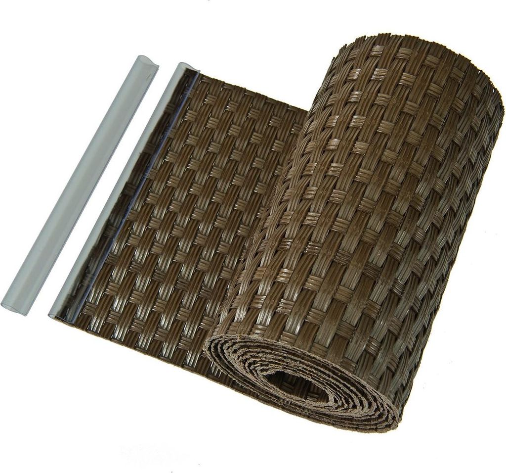 Sichtschutzstreifen Zaunblende aus PE-Rattan – hellbraun Produktbild 
